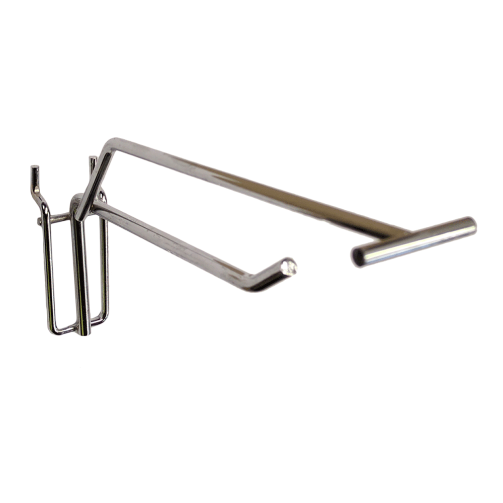 6 inch Single Prong Pegboard Hook with Ticket Bar for 1 inch Pegboard