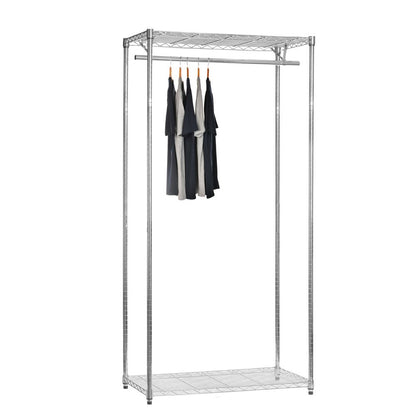 Chrome Wire Clothes Rack - 1 x Rail & 2 x Shelves - H1800 x W900 x D450mm
