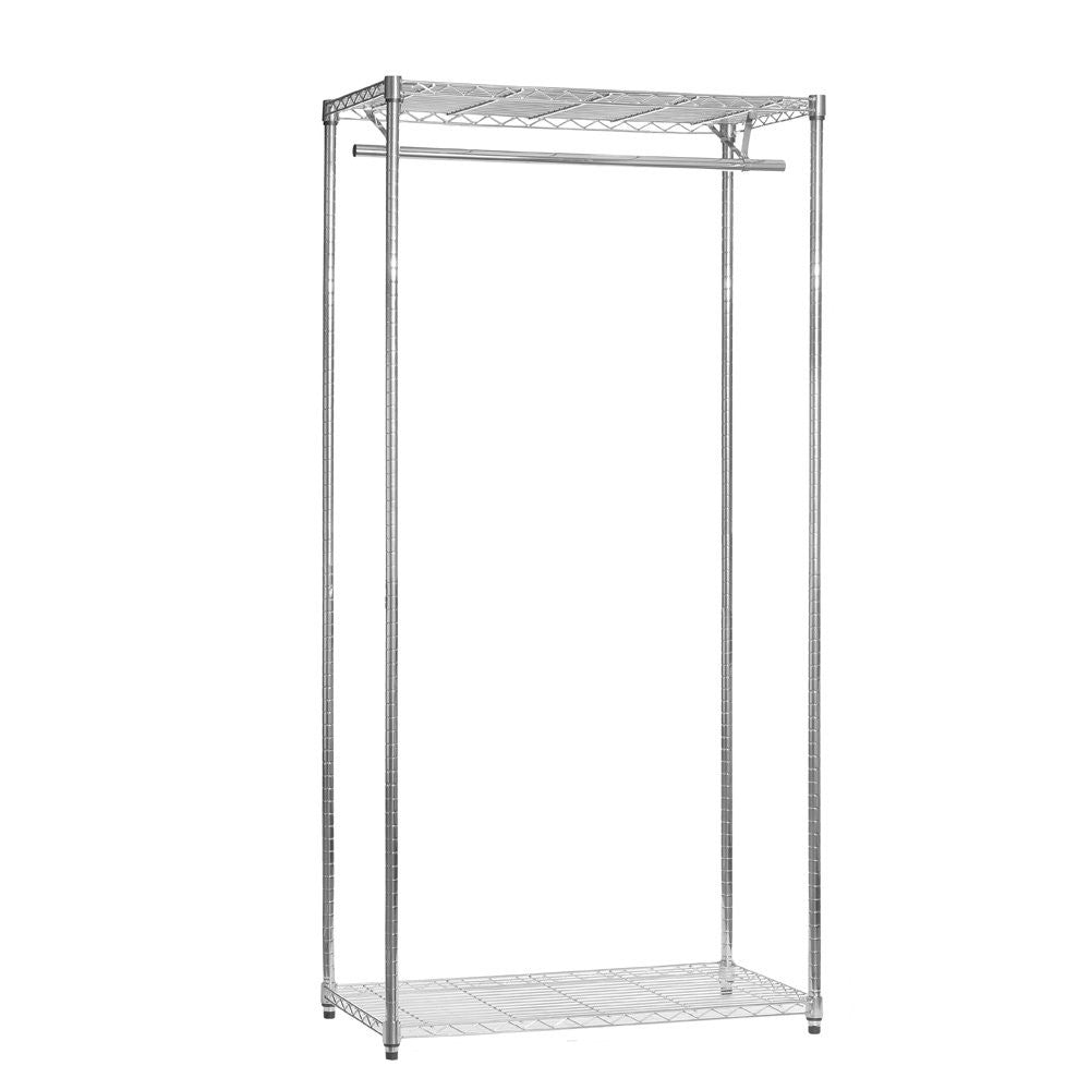 Chrome Wire Clothes Rack - 1 x Rail & 2 x Shelves - H1800 x W1200 x D450mm