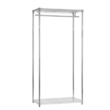 Chrome Wire Clothes Rack - 1 x Rail & 2 x Shelves - H1800 x W1200 x D450mm
