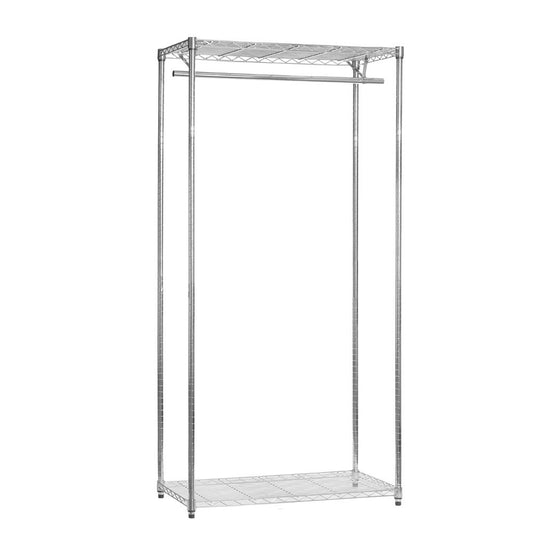 Chrome Wire Clothes Rack - 1 x Rail & 2 x Shelves - H1800 x W1200 x D450mm