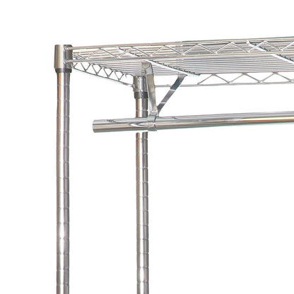 Chrome Wire Clothes Rack - 2 x Rails & 3 x Shelves - H2100 x W900 x D450mm