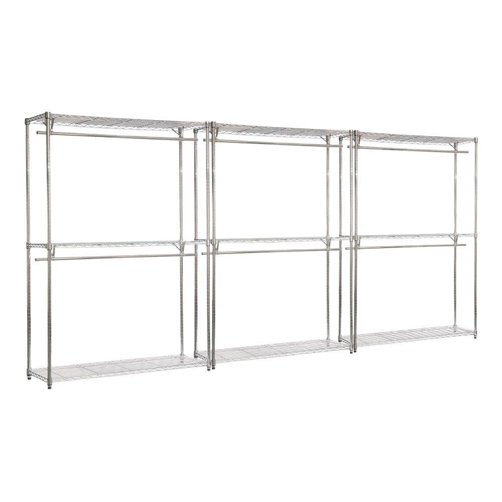 3 x Chrome Wire Clothes Racks - 2 x Rails & 3 x Shelves - H2100 x D450mm