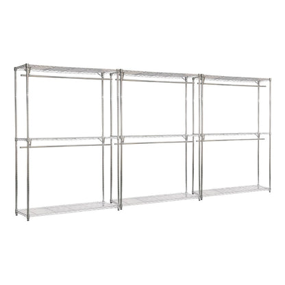 3 x Chrome Wire Clothes Racks - 2 x Rails & 3 x Shelves - H2100 x D450mm