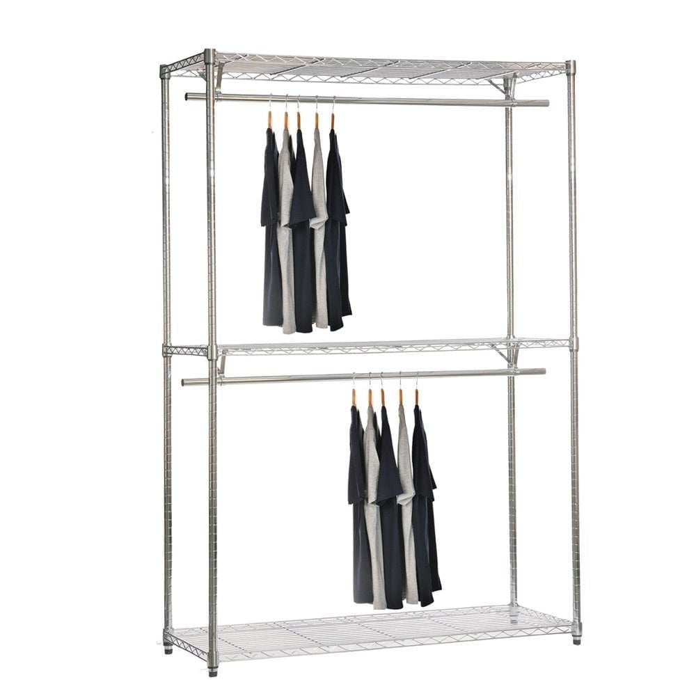 3 x Chrome Wire Clothes Racks - 2 x Rails & 3 x Shelves - H2100 x D450mm