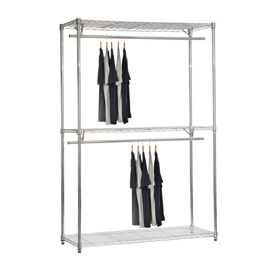 3 x Chrome Wire Clothes Racks - 2 x Rails & 3 x Shelves - H2100 x D450mm