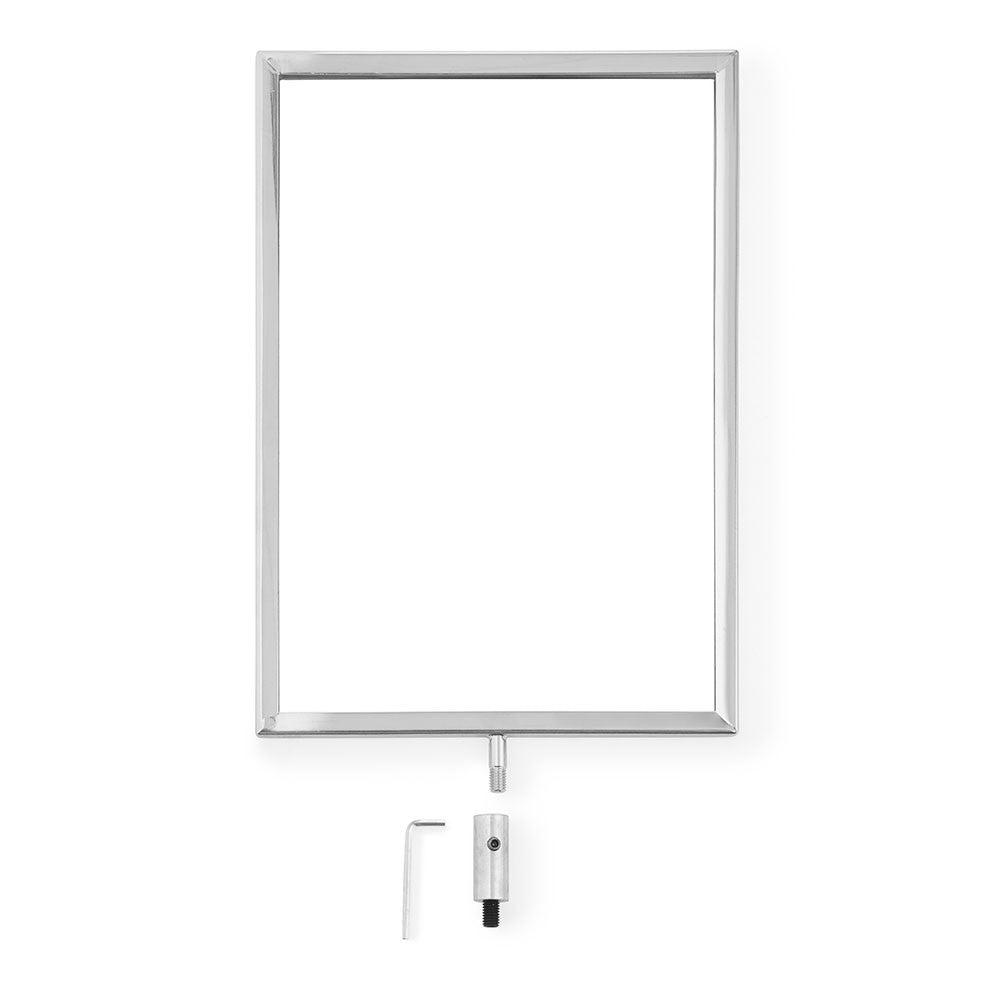 A4 Chrome Portrait Display Frame for All-Way Retractable Barrier Posts