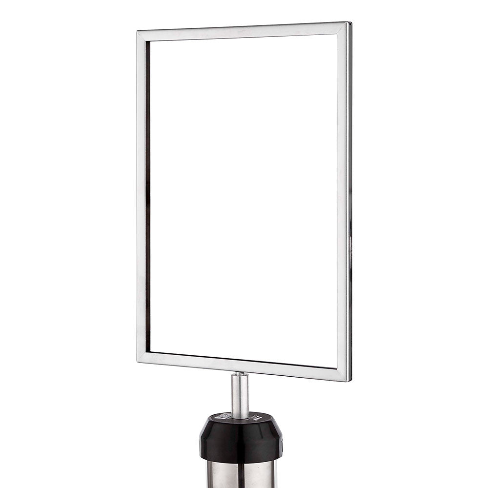 A4 Chrome Portrait Display Frame for All-Way Retractable Barrier Posts