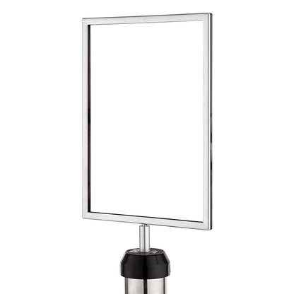 A4 Chrome Portrait Display Frame for All-Way Retractable Barrier Posts