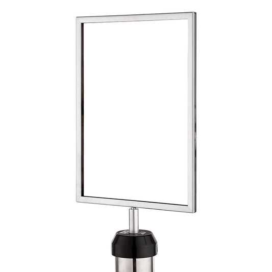 A4 Chrome Portrait Display Frame for All-Way Retractable Barrier Posts