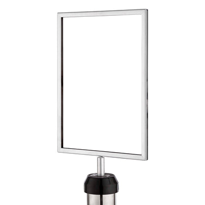 A4 Chrome Portrait Display Frame for All-Way Retractable Barrier Posts