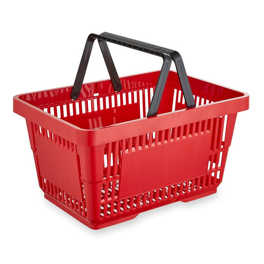 Red Plastic Shopping Basket - 27L