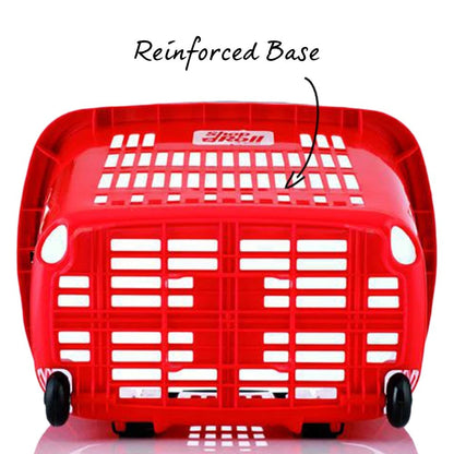 Blue Plastic Shopping Basket With Wheels And Telescopic Handle - 34L