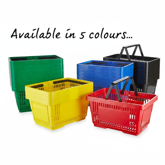Red Plastic Shopping Basket - 22L