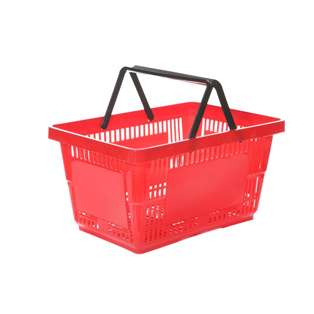 Red Plastic Shopping Basket - 22L