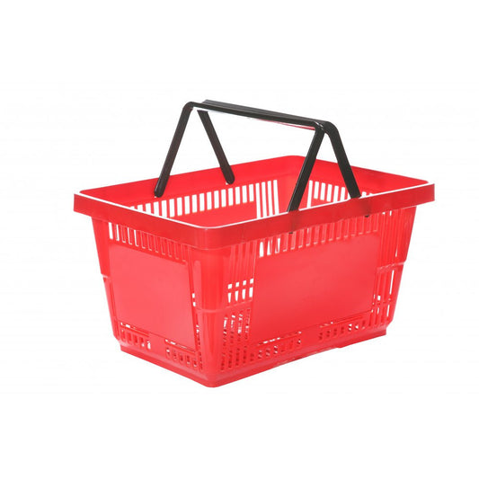 Red Plastic Shopping Basket - 22L