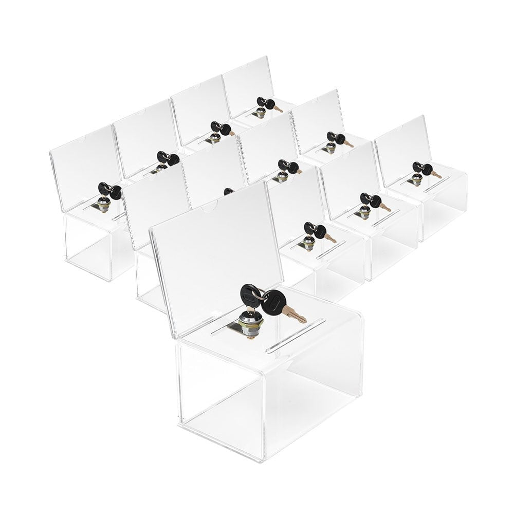 Pack of 12 Lockable Acrylic Suggestion Box With Small Insert