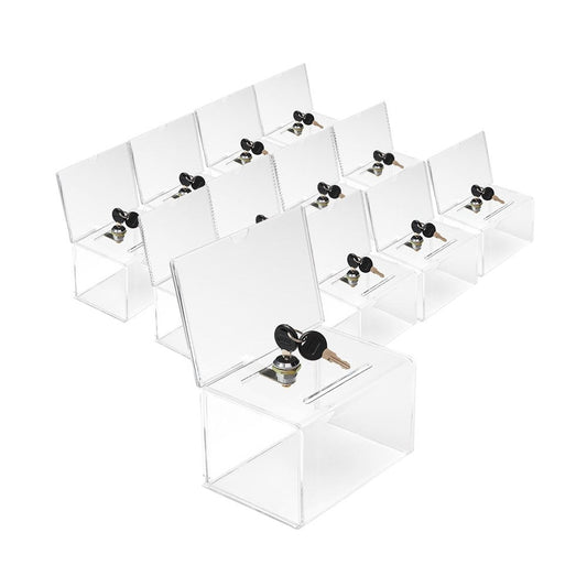 Pack of 12 Lockable Acrylic Suggestion Box With Small Insert