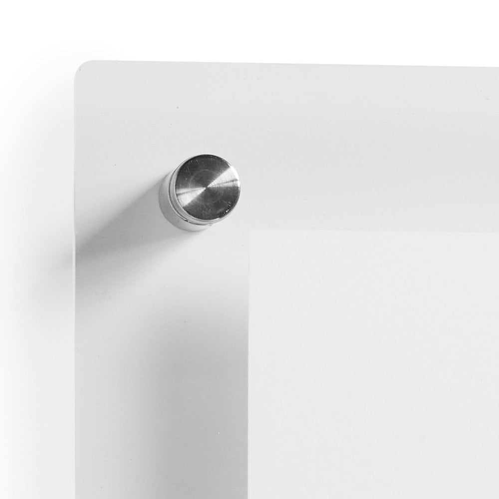 Clear Acrylic Wall Mounted Poster Frame with Satin Finish Stand-Off - A4
