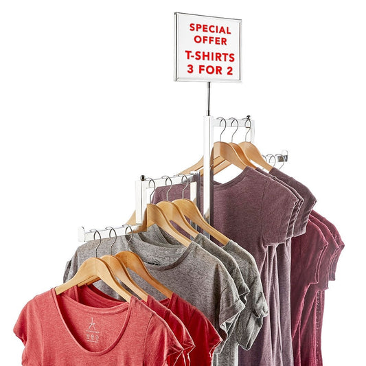 Chrome Sign Holder For Clothes Rail Display Stands