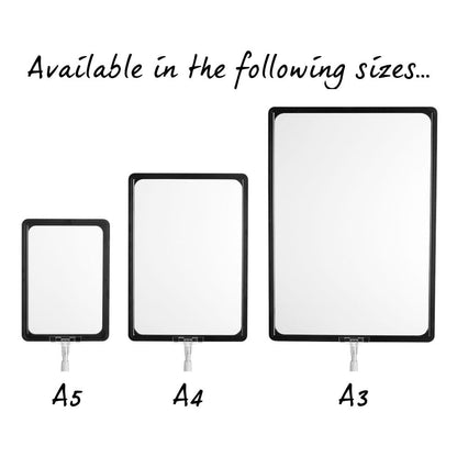 Display Stand with Black Versatile Poster Frame and Anti-Reflective Pocket - A4
