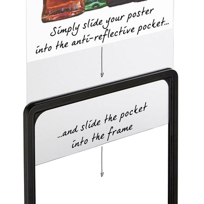 Display Stand with Black Versatile Poster Frame and Anti-Reflective Pocket - A3