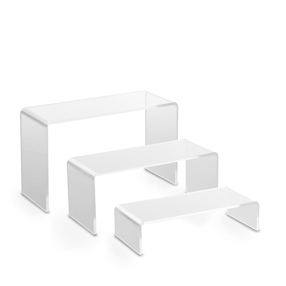 Set of 3 Clear Acrylic Display Bridges - Large- H50, 100, 150mm