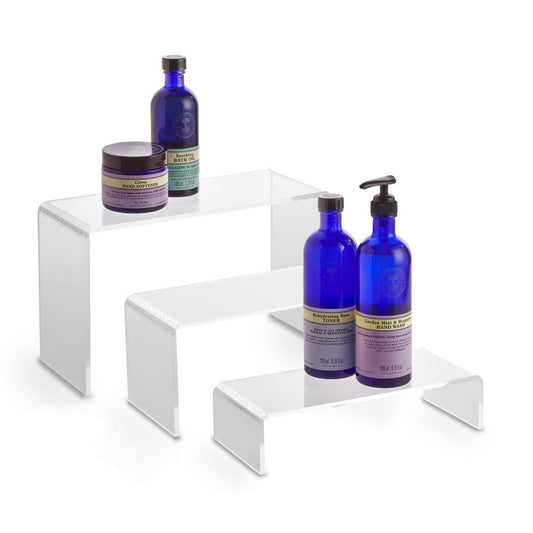 Set of 3 Clear Acrylic Display Bridges - Small, H50, 75, 100mm