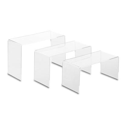 Set of 3 Clear Acrylic Display Bridges - Large, H100, 125, 150mm