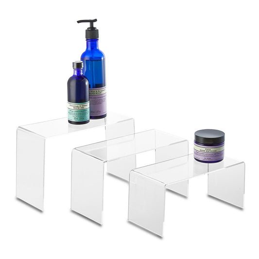 Set of 3 Clear Acrylic Display Bridges - Large, H100, 125, 150mm