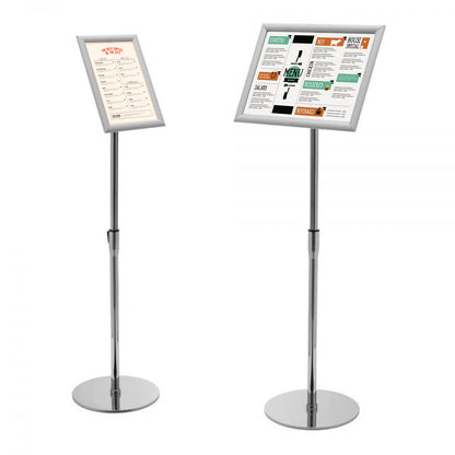 A4/A3 Silver Adjustable Floor-Standing Snap Frame Sign Holder - Max height 1080mm - Portrait or landscape