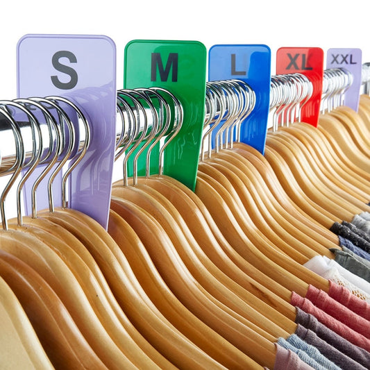 Clothes Rail Size Dividers - One Size Per Pack of 5 - Sizes S to XXL Available