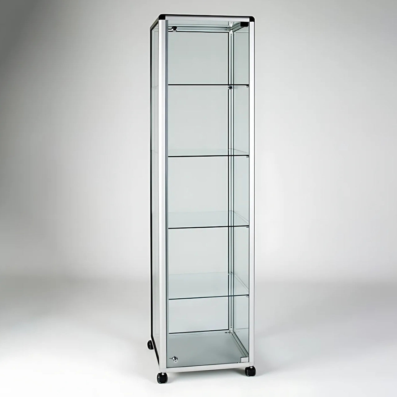 Glass Display Cabinet Tower with 4 Shelves - Contour Range
