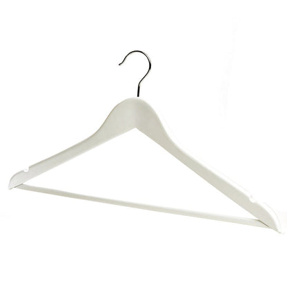 Matt White Wooden Hangers with Trouser Bar and Shoulder Notches - 45 cm