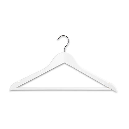 Matt White Wooden Hangers with Trouser Bar and Shoulder Notches - 45 cm