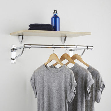 600mm Heavy Duty Wall-Mounted Hanging Clothes Rail with 2 Support Arms