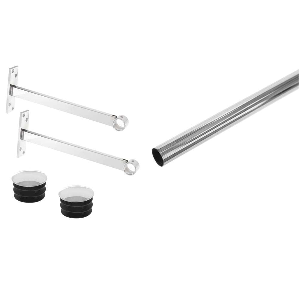 600mm Wall-Mounted Hanging Clothes Rail with 2 Support Arms