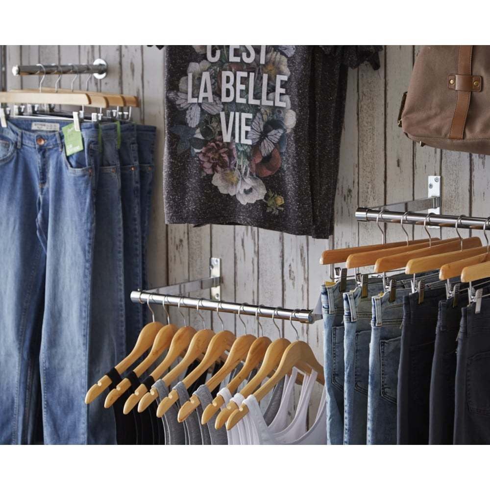 600mm Wall-Mounted Hanging Clothes Rail with 2 Support Arms