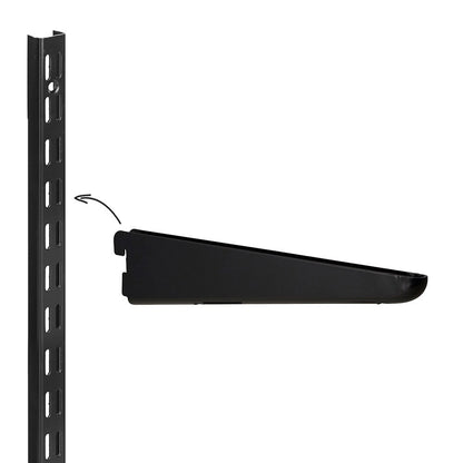 Black Twin Slot Shelving Kit - H1980mm, 3 Uprights & 5 Shelves