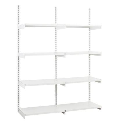 White Twin Slot Shelving Kit - H1980mm, 3 Uprights & 8 White Steel Shelves