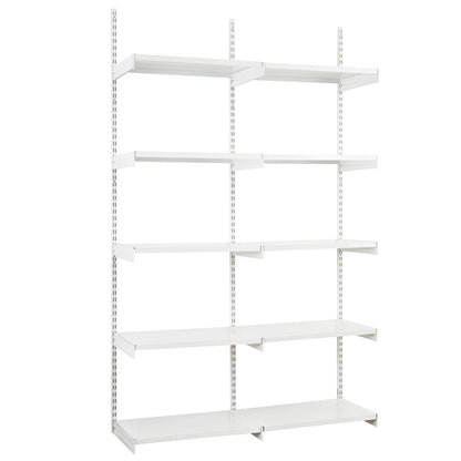 White Twin Slot Shelving Kit - H1980mm, 3 Uprights & 10 White Steel Shelves
