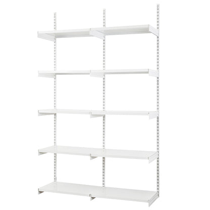 White Twin Slot Shelving Kit - H1980mm, 3 Uprights & 10 White Steel Shelves