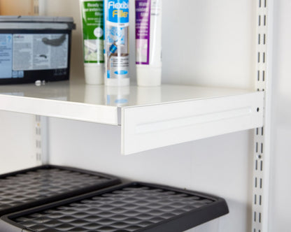 White Twin Slot Shelving Kit - H1980mm, 3 Uprights & 10 White Steel Shelves