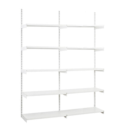 White Twin Slot Shelving Kit - H1980mm, 3 Uprights & 10x 1000mm White Steel Shelves