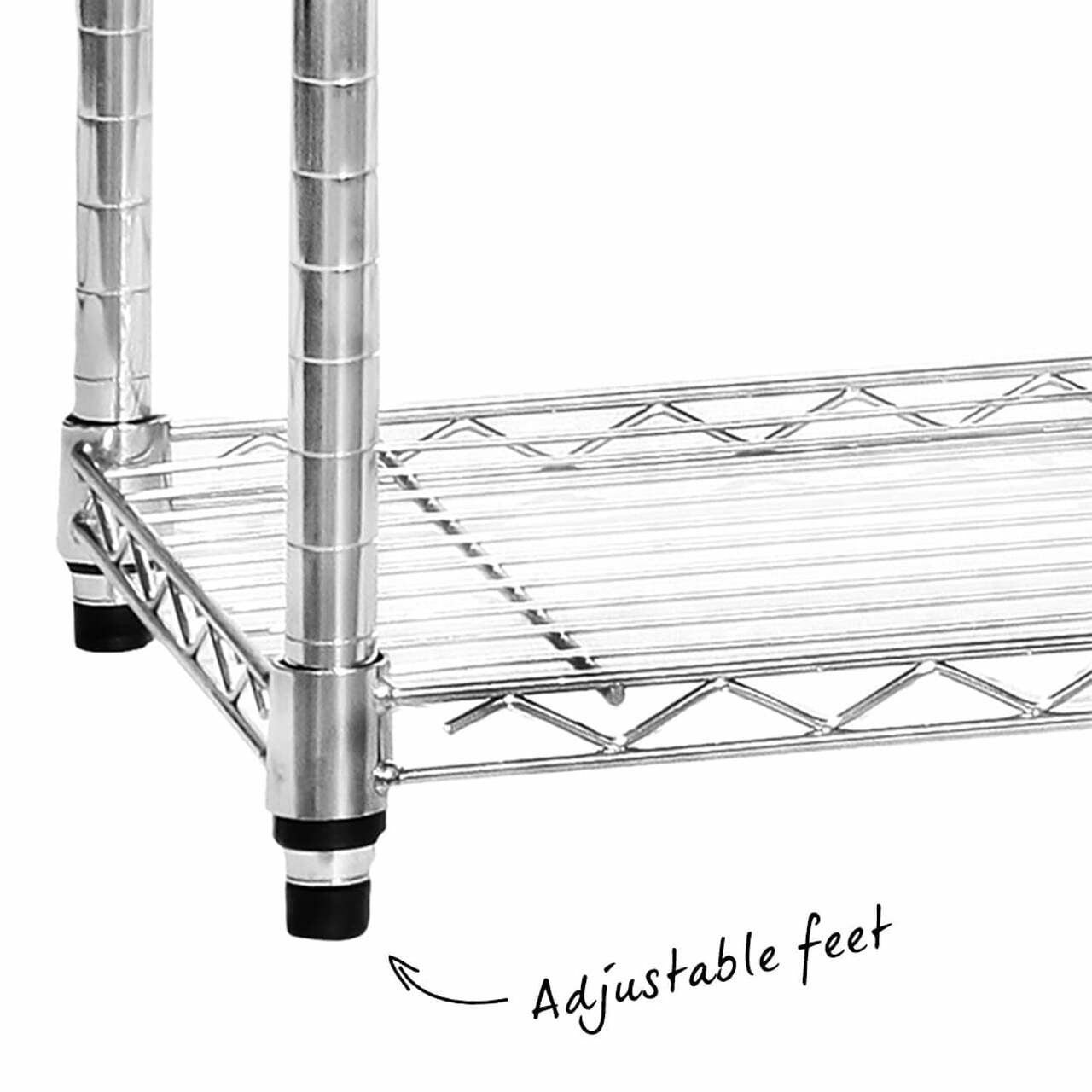 6 Tier Square Chrome Wire Shelving Unit - W450 x D450mm