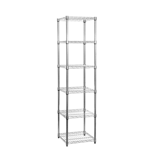 6 Tier Square Chrome Wire Shelving Unit - W450 x D450mm