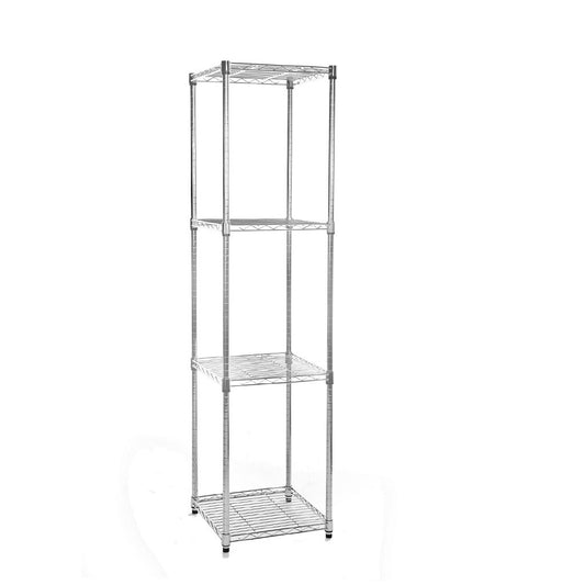 4 Tier Square Chrome Wire Shelving Unit - H1800 x W450 x D450mm