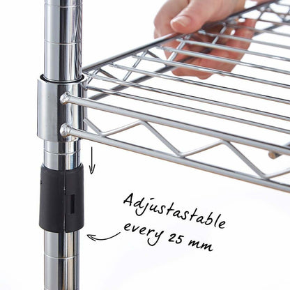 5 Tier Square Chrome Wire Shelving Unit - W450 x D450mm