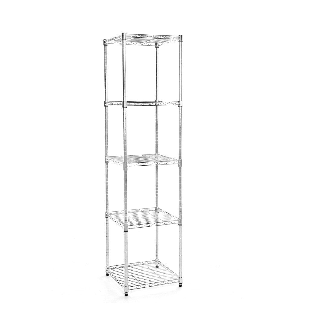 5 Tier Square Chrome Wire Shelving Unit - W450 x D450mm