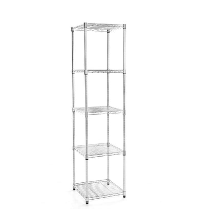 5 Tier Square Chrome Wire Shelving Unit - W450 x D450mm